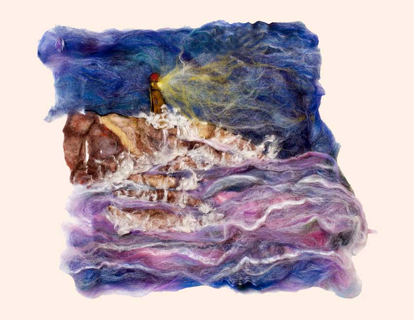 Art Wet Felt Kelly McLeod Stormy Coast